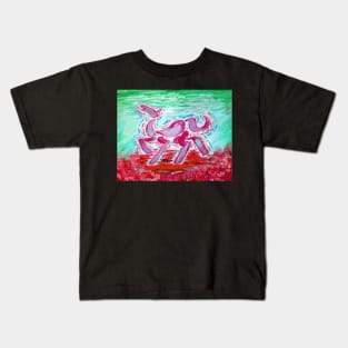 Abstract Horse Acrylic Painting - Berry Variant Kids T-Shirt